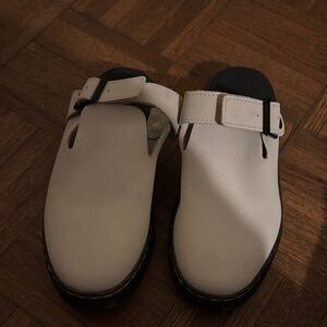 Dr. Martens White Leather Slide Clogs